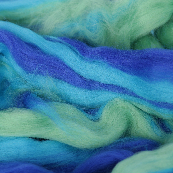 Гребенная лента 100% тонкая  шерсть мультиколор 100гр (6047)