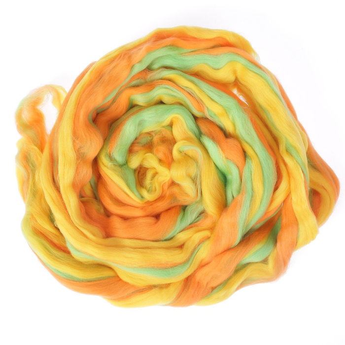 Гребенная лента 100% тонкая шерсть мультиколор 100гр (6056)