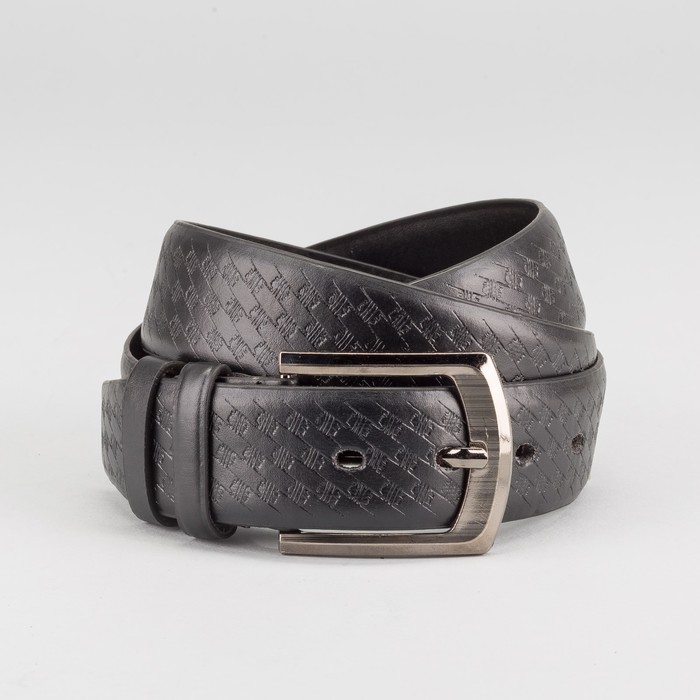 Ремень мужской, пряжка тёмный металл, ширина - 4 см, цвет чёрный