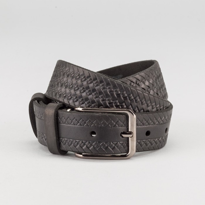 Ремень мужской, пряжка тёмный металл, ширина - 3,5 см, цвет чёрный