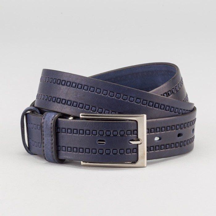 Ремень мужской, пряжка металл, ширина - 3,5 см, цвет синий