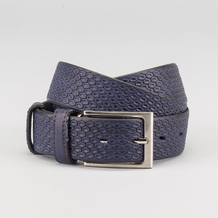 Ремень мужской, пряжка металл, ширина - 3,5 см, цвет синий