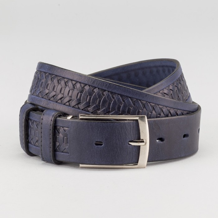 Ремень мужской, пряжка металл, ширина - 3,5 см, цвет синий