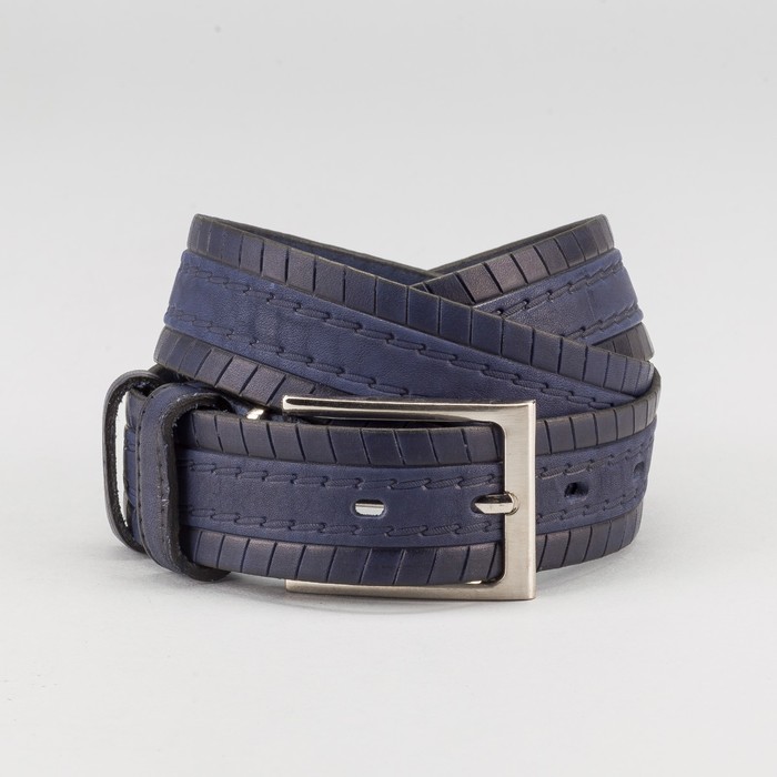 Ремень мужской, пряжка металл, ширина - 3,5 см, цвет синий