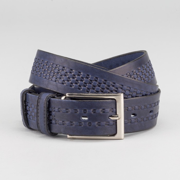 Ремень мужской, пряжка металл, ширина - 3,5 см, цвет синий