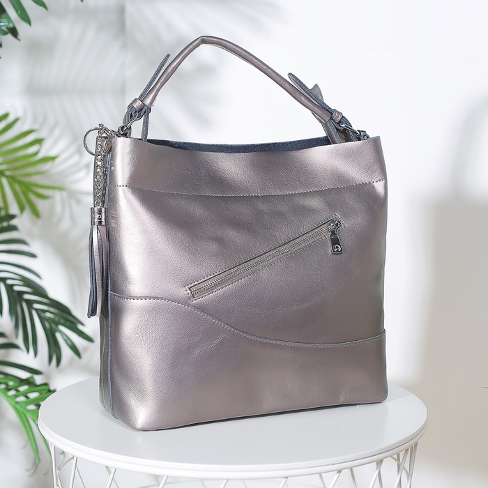 Сумка женская на молнии, 1 отдел с перегородкой, 2 наружных кармана, цвет бронзовый