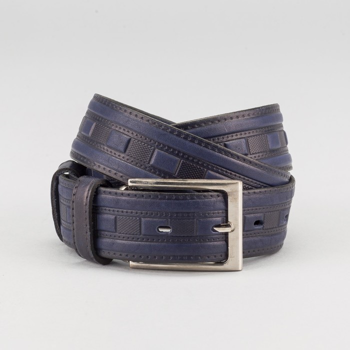 Ремень мужской, пряжка металл, ширина - 3,5 см, цвет синий