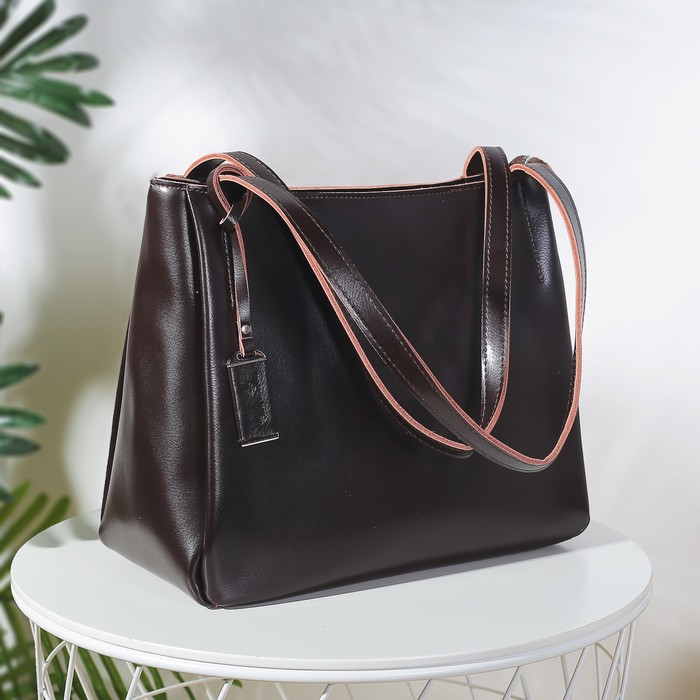 Сумка женская, отдел с перегородкой на молнии, наружный карман, цвет кофе