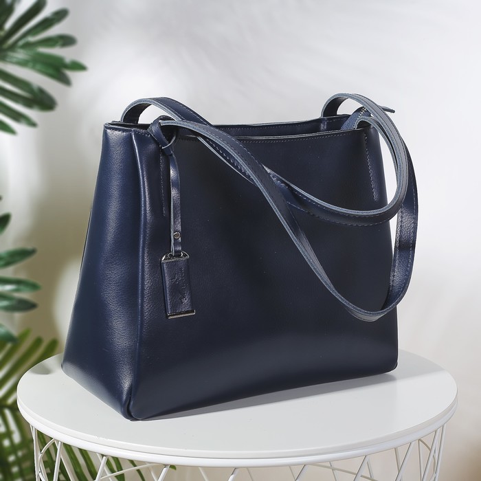 Сумка женская, отдел с перегородкой на молнии, наружный карман, цвет синий