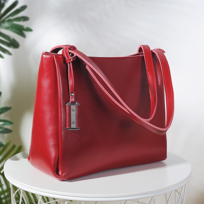 Сумка женская, отдел с перегородкой на молнии, наружный карман, цвет бордовый