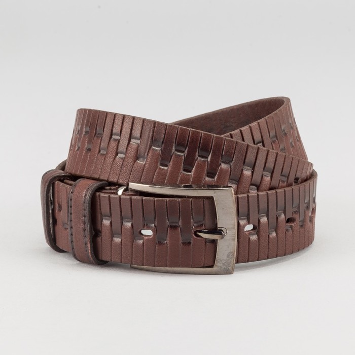 Ремень мужской, пряжка металл, ширина - 3,5 см, цвет кофе