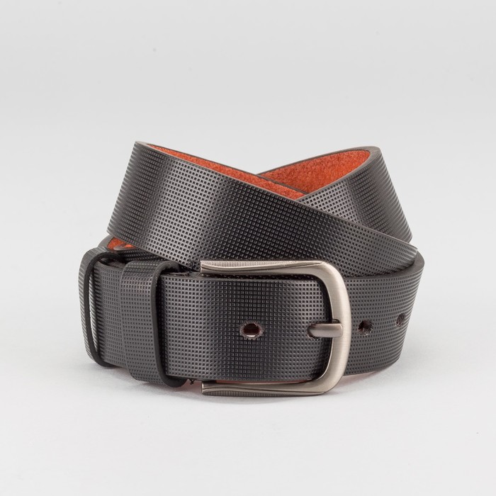 Ремень мужской, пряжка тёмный металл, ширина - 4 см, цвет чёрный