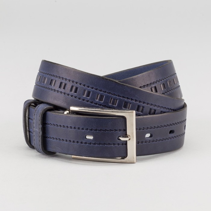 Ремень мужской, пряжка металл, ширина - 3,5 см, цвет синий