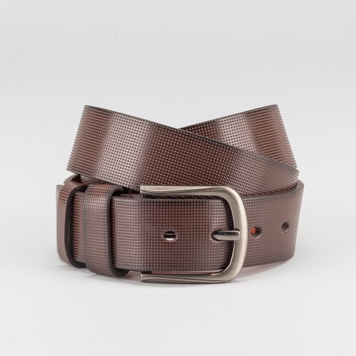 Ремень мужской, ширина 4 см, винт, перфорация, пряжка под тёмный металл, цвет коричневый