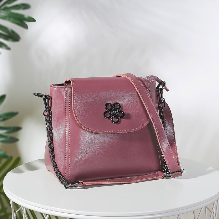 Сумка женская, отдел с перегородкой на молнии, наружный карман, длинный ремень, цвет пудровый