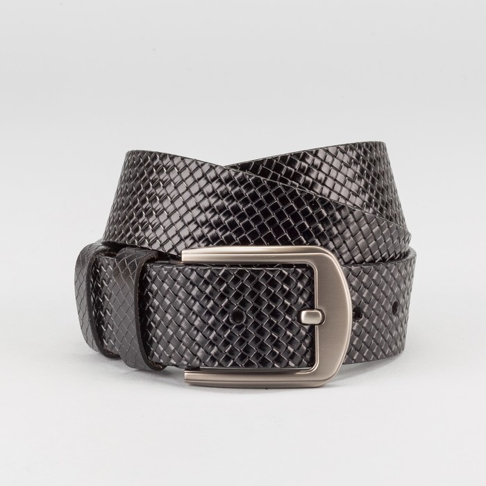 Ремень мужской, пряжка тёмный металл, ширина - 4 см, цвет чёрный