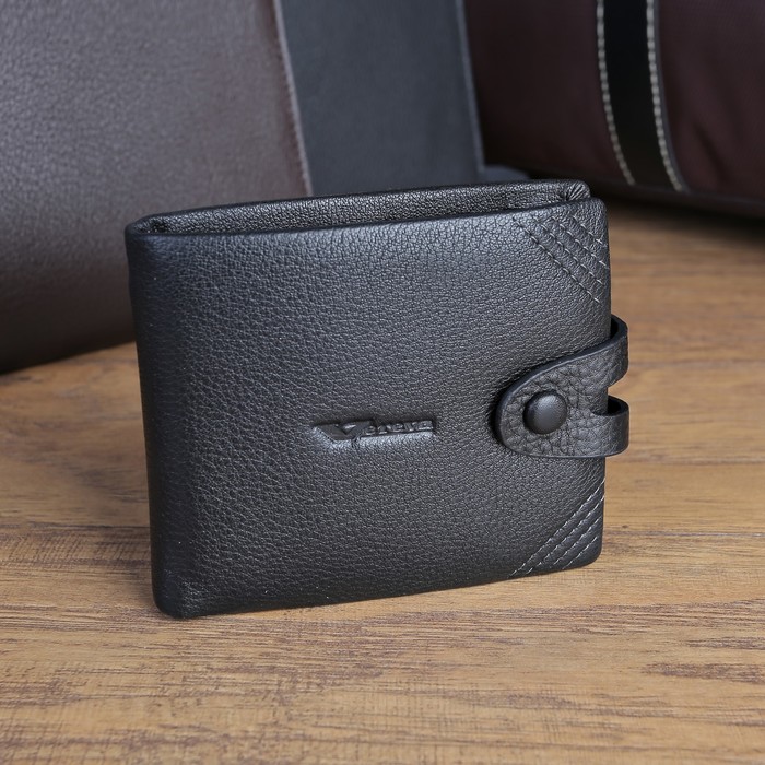 Портмоне мужское, 3 отдела, для карт, для монет, цвет чёрный