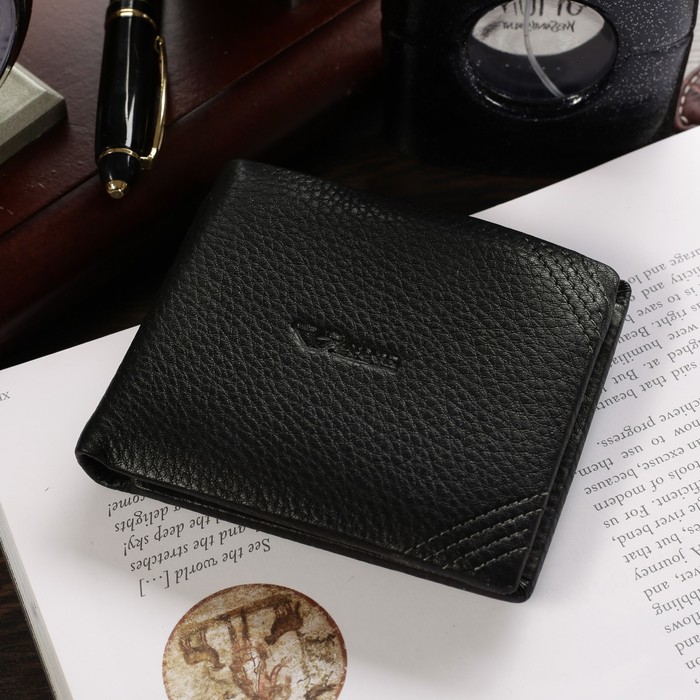 Портмоне мужское, 3 отдела, для карт, для монет на магните, цвет чёрный