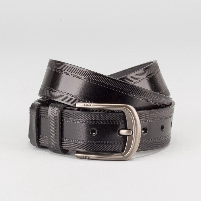 Ремень мужской, винт, пряжка под тёмный металл, 1 прокол, цвет чёрный