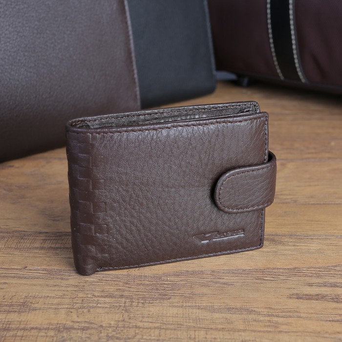 Портмоне мужское, 3 отдела, для карт, для монет, цвет кофе
