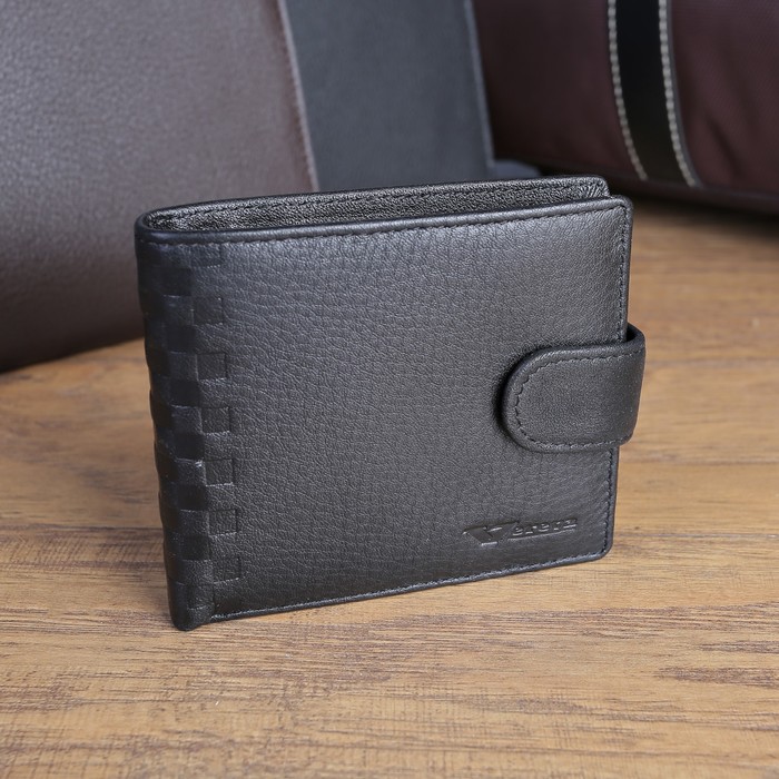 Портмоне мужское, 3 отдела, для карт, для монет, цвет чёрный