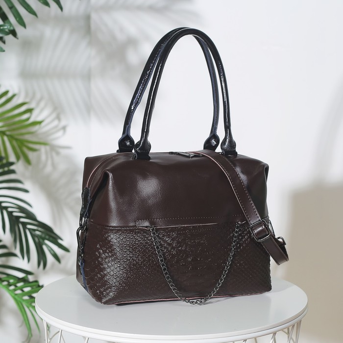 Сумка женская, отдел на молнии, 2 наружных кармана, длинный ремень, цвет кофе