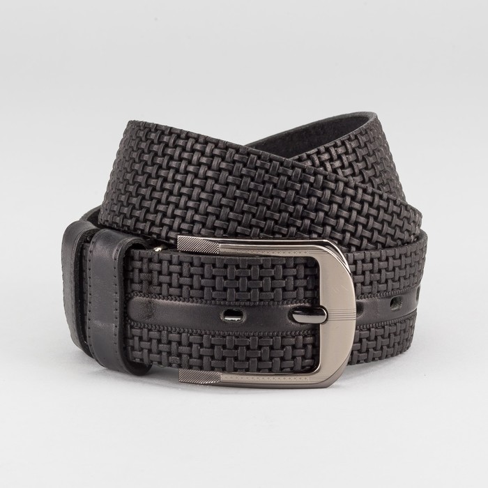 Ремень мужской, пряжка тёмный металл, ширина - 4,5 см, цвет чёрный