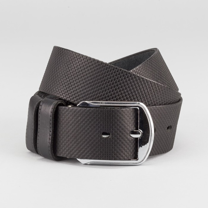 Ремень мужской, пряжка тёмный металл, ширина - 4,5 см, цвет чёрный