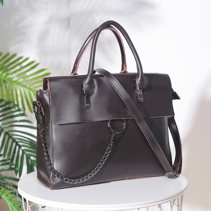 Сумка женская, отдел с перегородкой на молнии, наружный карман, длинный ремень, цвет коричневый