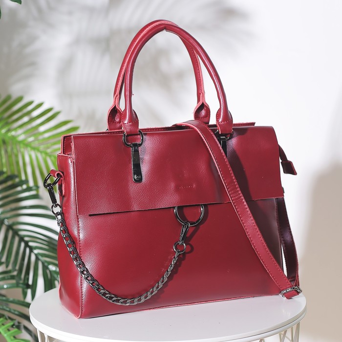 Сумка женская, отдел с перегородкой на молнии, наружный карман, длинный ремень, цвет бордовый