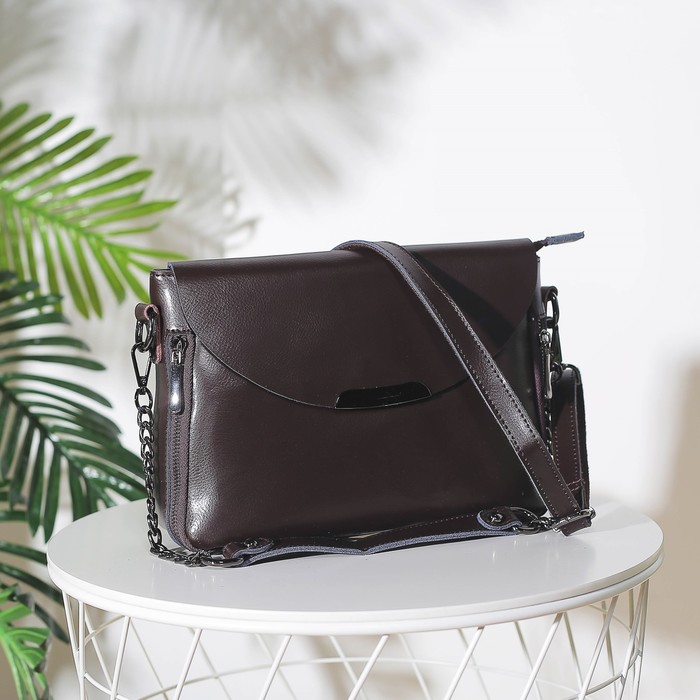 Сумка женская, отдел с перегородкой на молнии, 3 наружных кармана, длинный ремень, цвет кофе