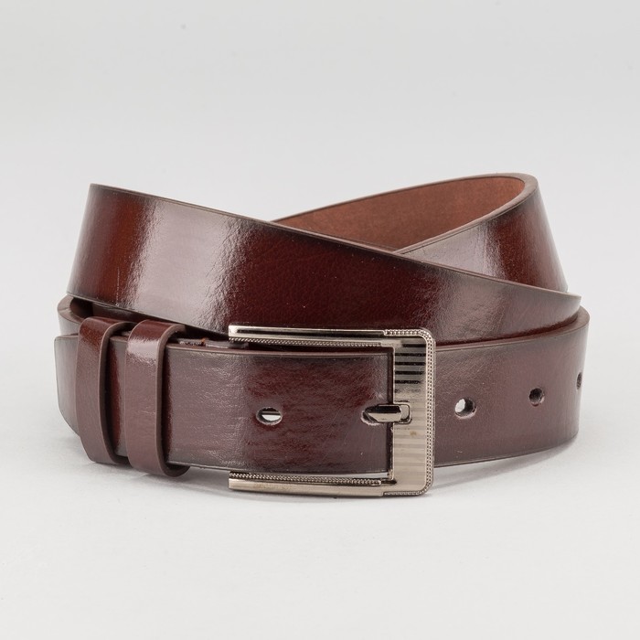 Ремень мужской "Великан", винт, пряжка тёмный металл, ширина - 3,5см, длина от 130см, цвет коричневый