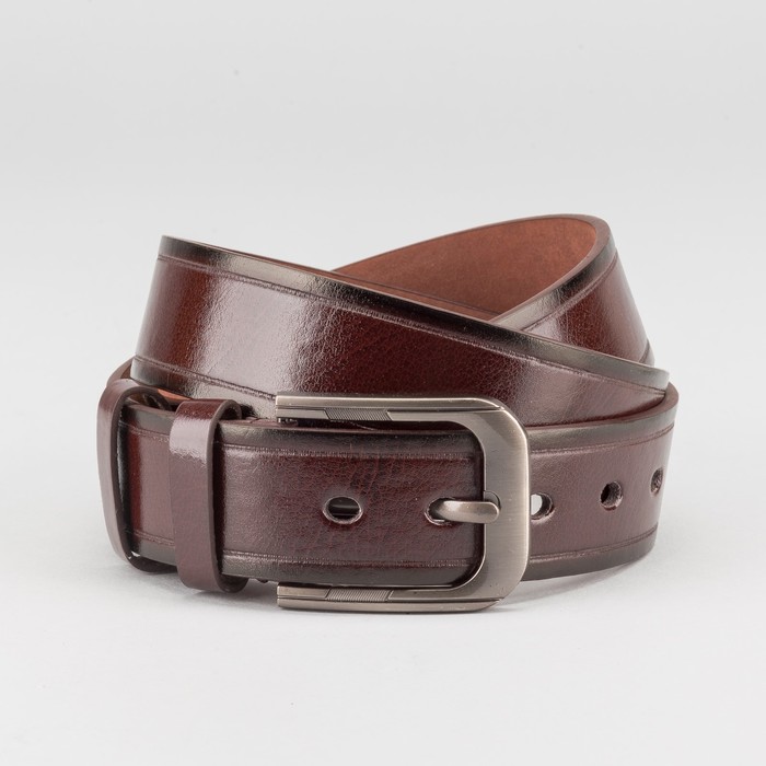 Ремень мужской "Великан", винт, пряжка тёмный металл, ширина - 4см, длина от 140см, цвет коричневый