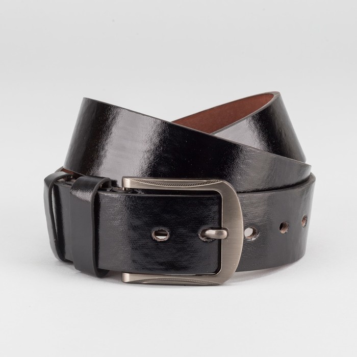 Ремень мужской "Великан", винт, пряжка тёмный металл, ширина - 4,5см, длина от 130см, цвет чёрный