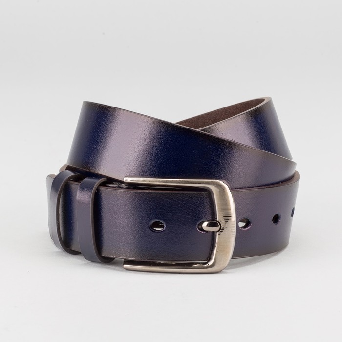 Ремень мужской, гладкий, пряжка тёмный металл, ширина - 4 см, цвет коричневый