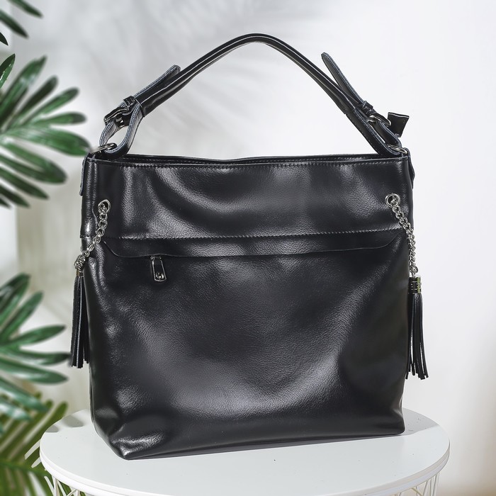 Сумка женская на молнии, 1 отдел с перегородкой, 2 наружных кармана, цвет чёрный