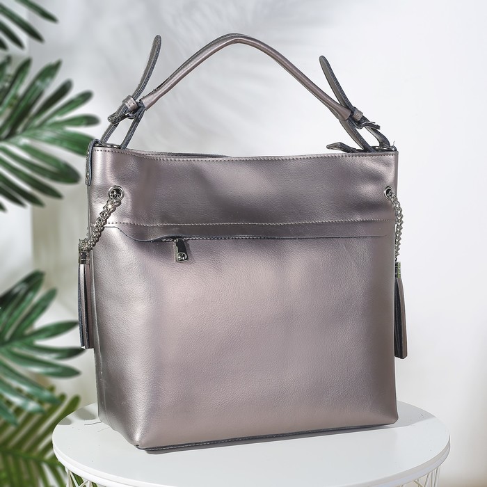 Сумка женская на молнии, 1 отдел с перегородкой, 2 наружных кармана, цвет бронзовый