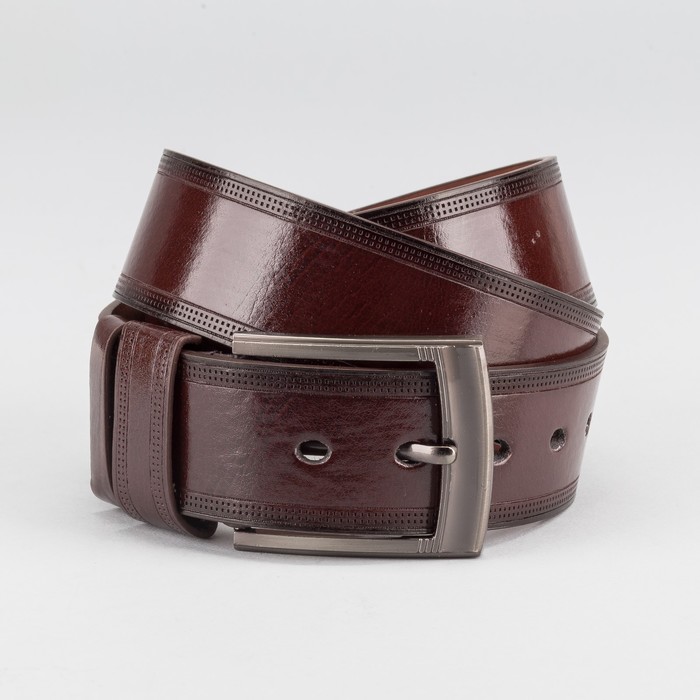 Ремень мужской, пряжка тёмный металл, ширина - 4,5 см, цвет коричневый