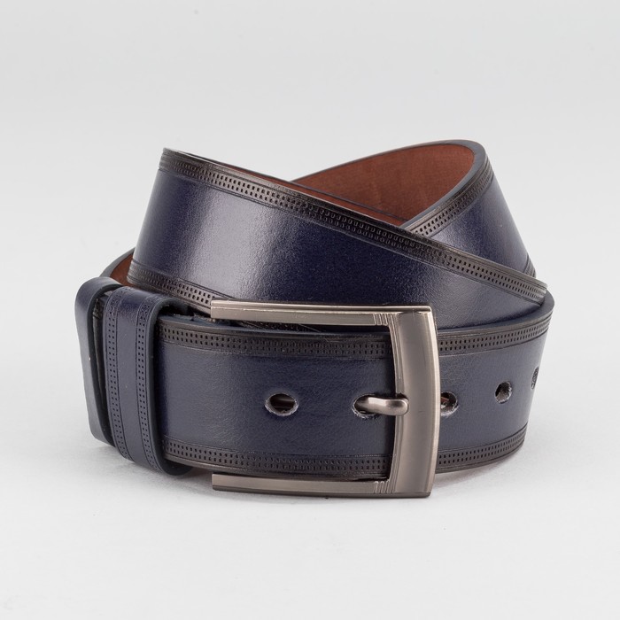 Ремень мужской, пряжка тёмный металл, ширина - 4,5 см, цвет синий