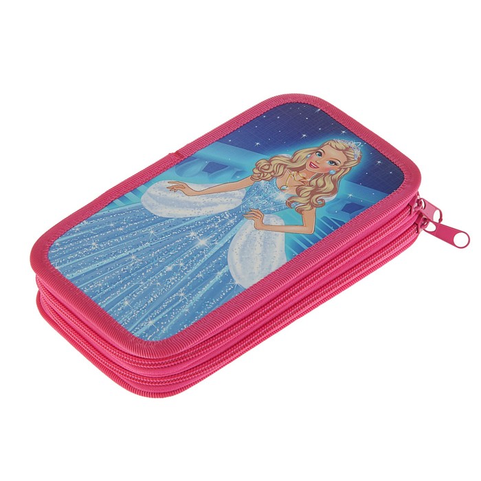 Пенал 2 секции 105x190 мм, ткань «Чудесная принцесса»