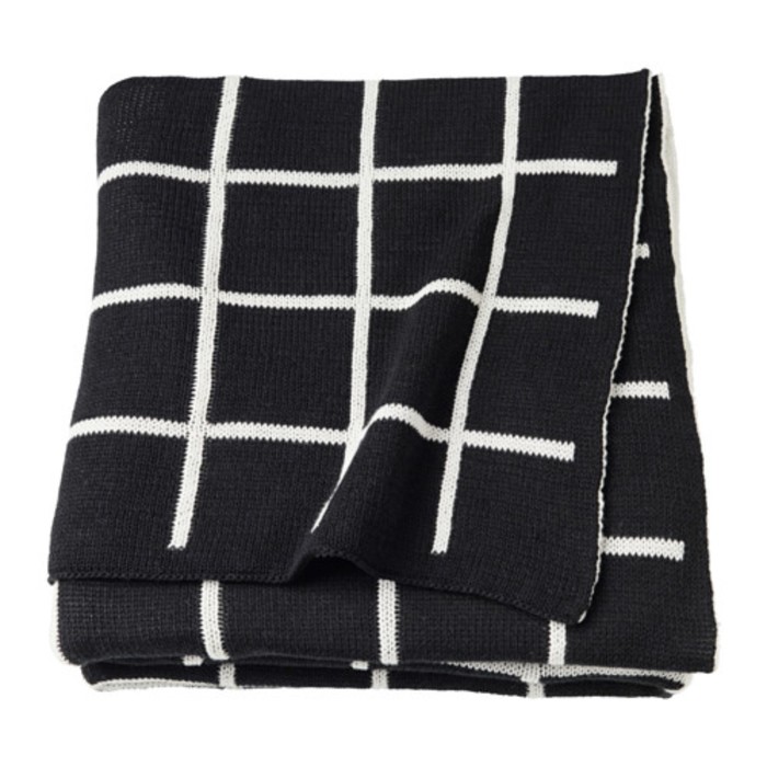 Плед АЛЬМАЛИЕ, размер 130х170 см, цвет чёрный/белый