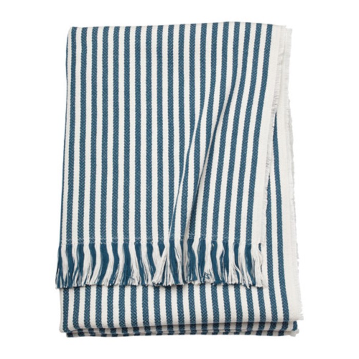 Плед ТУВАЛИ, размер 120х180 см, полоска белый/сине-зелёный