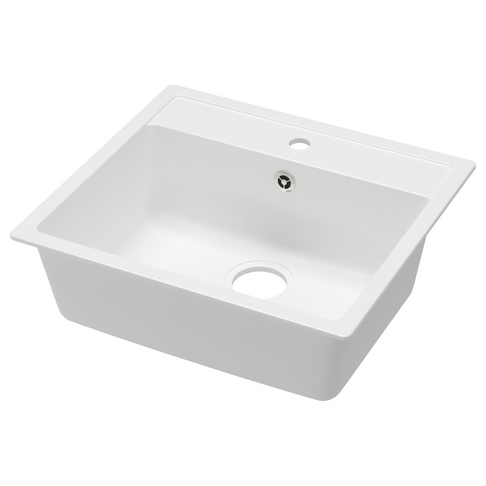 Мойка кухонная "Хэллвикен", врезная, кварцевый композит, цвет белый