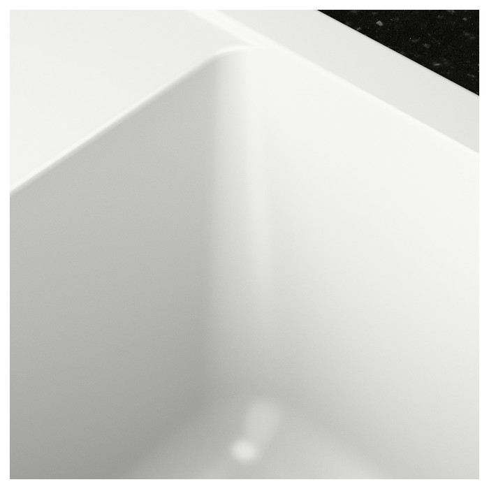 Мойка кухонная "Хэллвикен", врезная, кварцевый композит, цвет белый