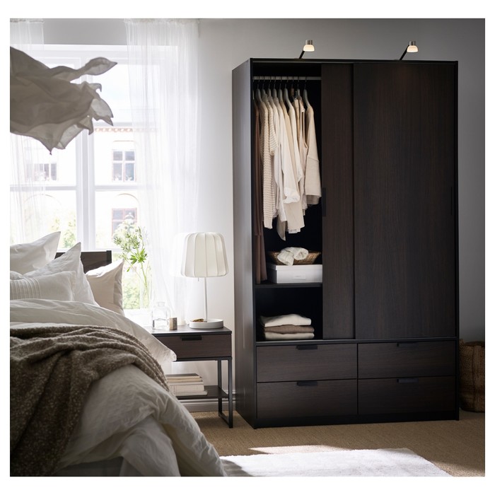 Гардероб с раздвижными дверцами ТРИСИЛ, 4 ящика, темно-коричневый