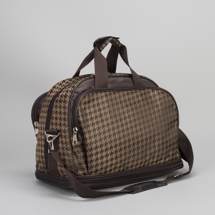 Сумка-трансформер дорожная, 1 отдел, 2 наружных кармана, ремень, цвет коричневый/бежевый