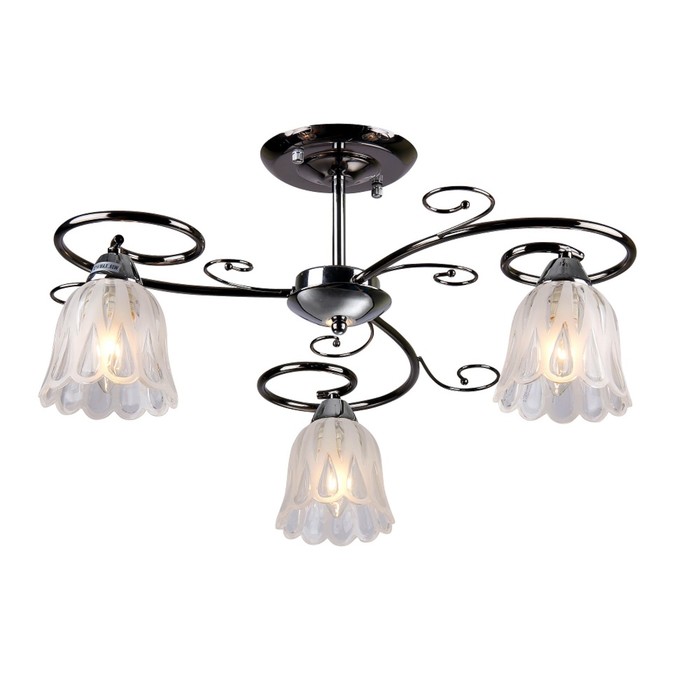 Люстра потолочная "Loche" 3x60Вт Е14 венге, хром 55x55x22см