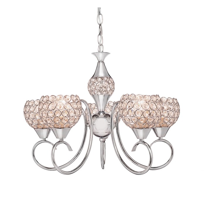 Люстра подвесная "Malika" 5x60Вт Е14 хром 58x58x62см