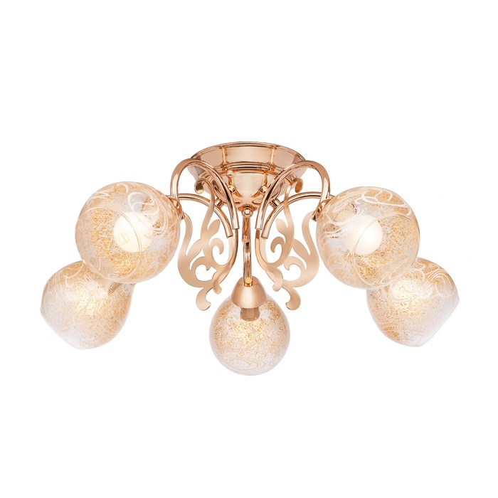 Люстра потолочная "Scroll" 5x60Вт Е14 золото 55x55x18см