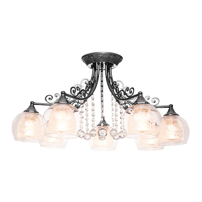 Люстра потолочная "Moonlight" 7x60Вт Е14 черный жемчуг 60x60x32см